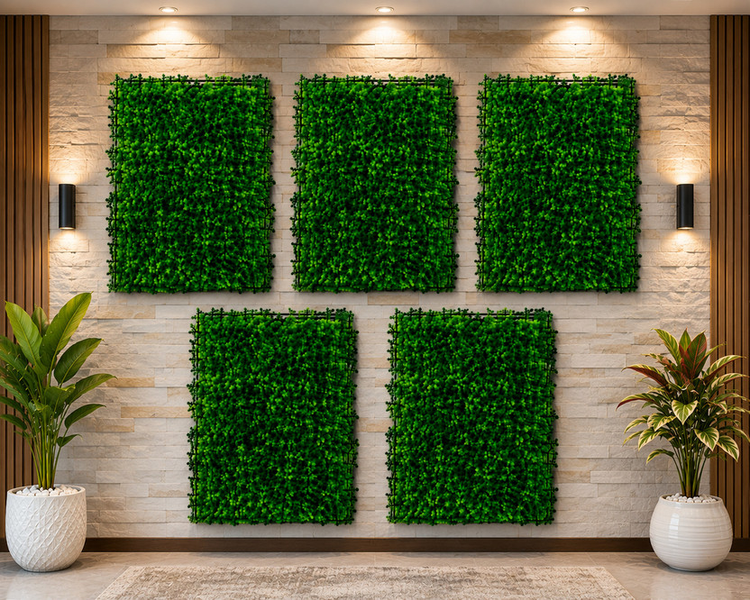 Duggu item Artificial Green Wall Panel | Decorative Foliage | Indoor Outdoor Green Daisy Artificial Flower(60 cm, Pack of 5, Vine & Creepers)