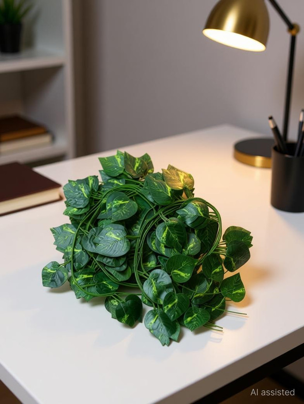 VP Quality Artificial Wall Hanging Money Plant Small Leaf Bail (2 Strings, Green) Green Wild Flower Artificial Flower(10 inch, Pack of 2, Vine & Creepers)