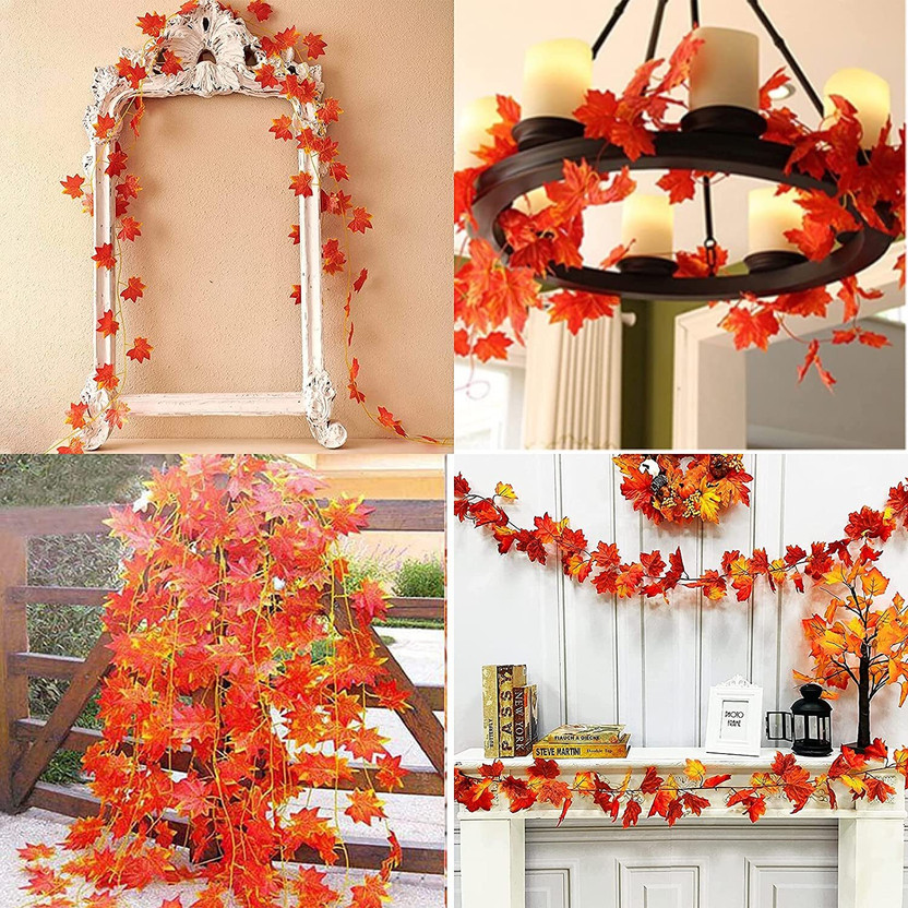 well art gallery Artificial Money Plants Wall Hanging Creeper Party Decor Home Decor (Pack of 4) Orange Wild Flower Artificial Flower(90 cm, Pack of 12, Garlands)