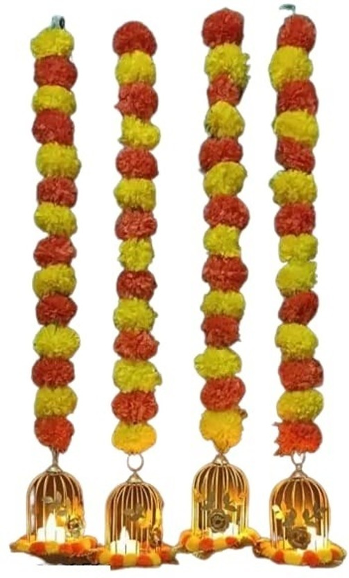 TheDivaDecor TheDivaDecor Caze & Marigold Hanging set Trending Diwali Decoration (90cm x 7.5cm ) Yellow, Orange Marigold Artificial Flower(35 inch, Pack of 4, Flower Bunch) - Flipkart Deal