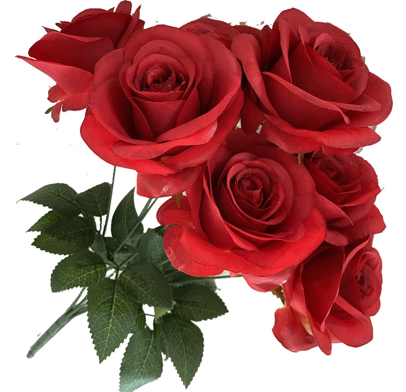 Babymoon 7 Head's Artificial Roses Flower Bunch Gift Set Baby Photoshoot Props Home Decor Red Rose Artificial Flower(43 cm, Pack of 7, Flower Bunch)