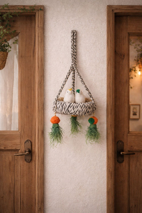 lxsha Artficial Brids nest hanging for indoor and outdoor hanging for home decore Multicolor Wild Flower Artificial Flower(27 cm, Pack of 1, Vine & Creepers)
