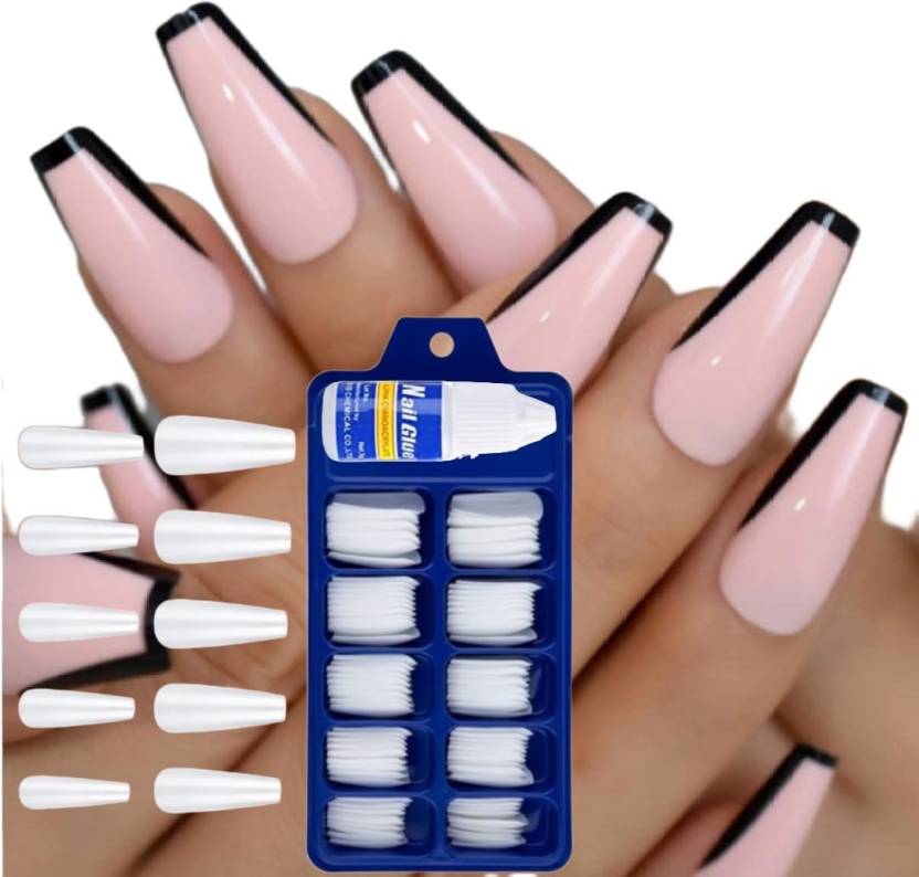 WECHARMERZ Perfect Artificial Empress Curve 100 Tips Nails with Glue ...