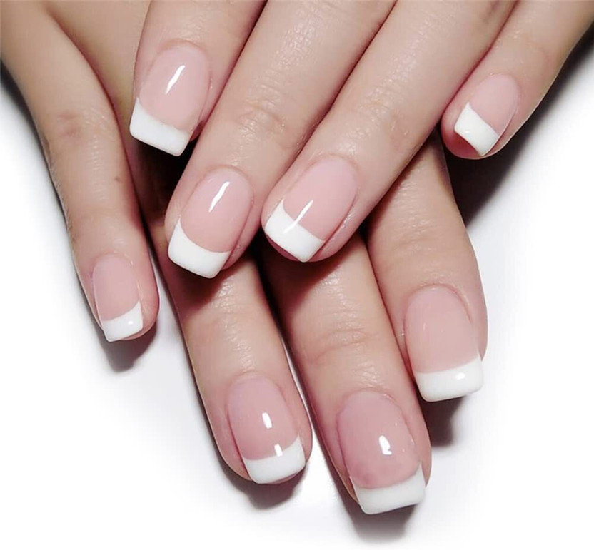 twirey Stick On Nails Reusable Artificial Fake Nail Set, Long Lasting FRENCH NAIL FRENCH(Pack of 1)