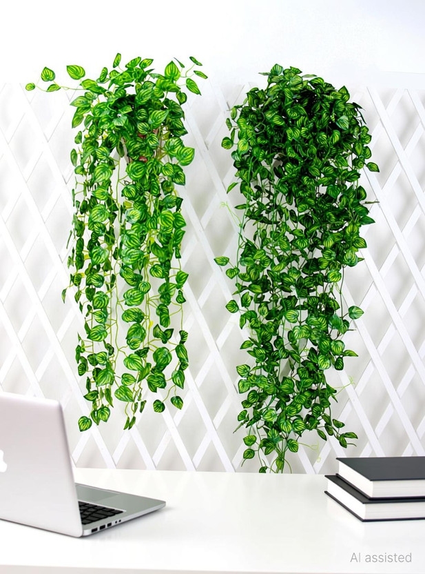 DECORKITE 8ft Set of 3 Artificial Money Plant Vine,For|Home|Wall|Office|Garden|Decoration Artificial Plant(230 cm, Green)