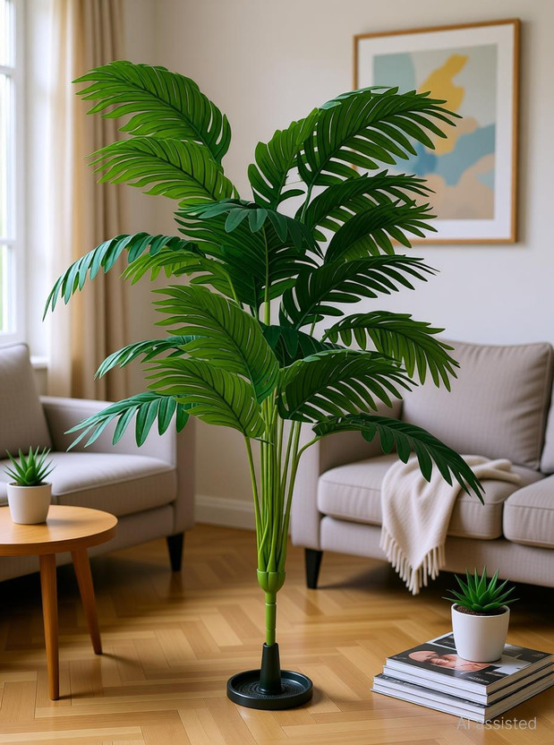 ANANDANI Anandani 18 Leaves Artificial Palm Tree Plant for Home/Shop/Office Decor/ Artificial Plant(60 cm, Green)