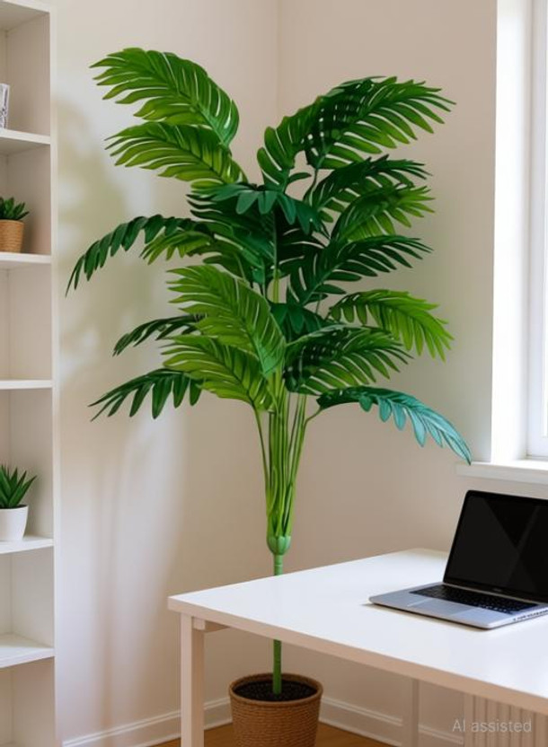 Conisstore Artificial Beautiful 12 Leafs Tree Home Interior & Exterior Plant Palm Tree Artificial Plant(60 cm, Green)