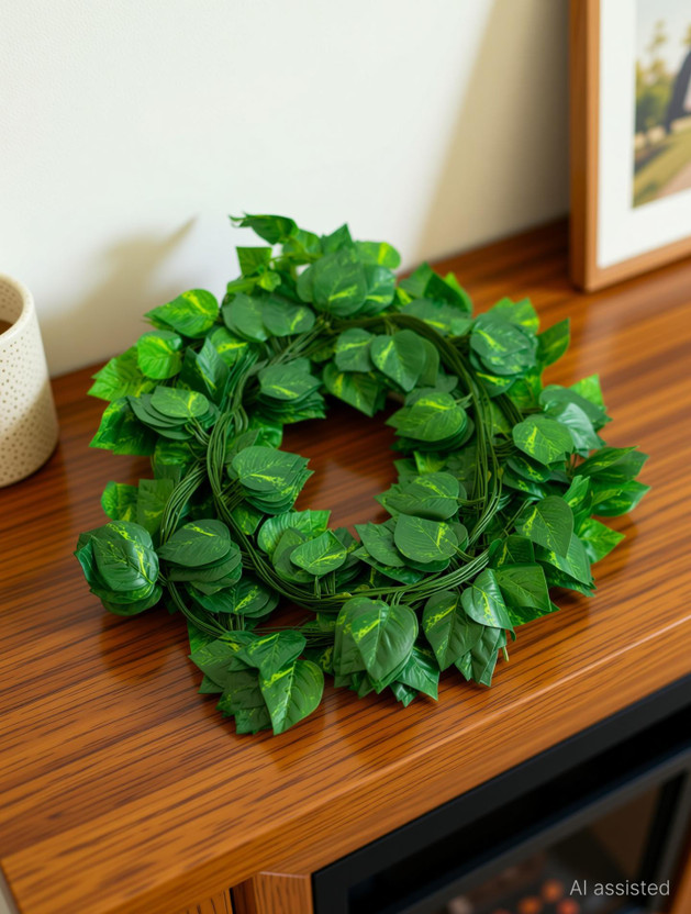 Mrida and Maati Pack of 4, Plastic Artificial Garlands Hanging Leaves 8 Feet Artificial Plant(243 cm, Green)
