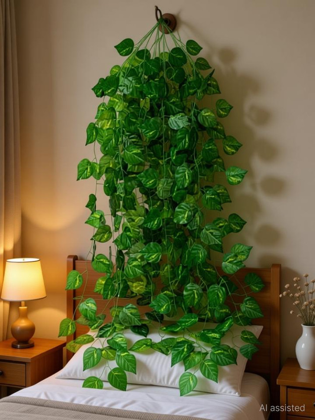 DecorHacks 2 Money Plant Strings for Indoor & Outdoor Decoration,7ft Length Artificial Plant(45 cm, Green)