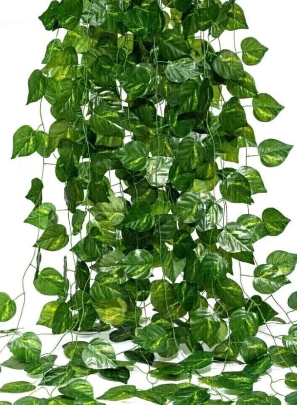 Bowzzonne 2 Money Plant Strings for Indoor & Outdoor Decoration,7ft Length Artificial Plant(45 cm, Green)