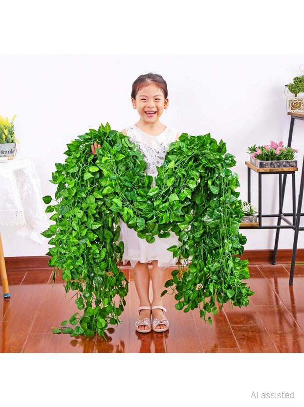 YOUNG STAR Money Vine,For|Home|Wall|Garden|Hanging|Decoration Artificial Plant(213 cm, Green)