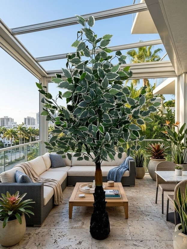 Anbia Premium Artificial Ficus Plant with Lite Weight for Home Decor Bonsai Artificial Plant  with Pot(100 cm, Green)