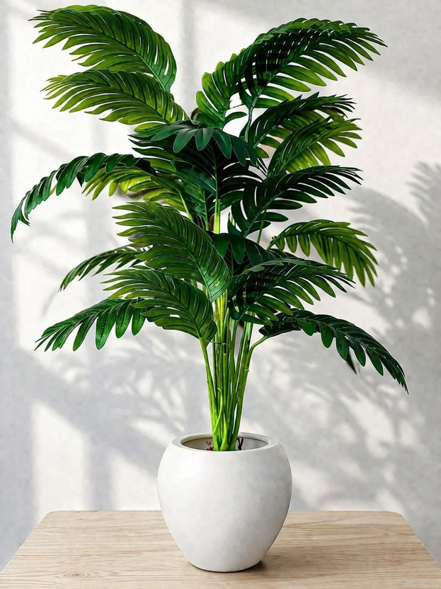 Anbia 12 Leaves Artificial Palm Plant with White Pot Bonsai Artificial Plant  with Pot(60 cm, Green)