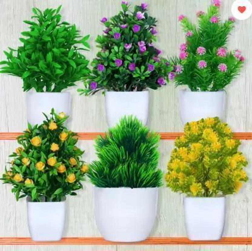 brozzo Artificial plants are lifelike! for home décor office decoration Bonsai Artificial Plant  with Pot(10 cm, Green)