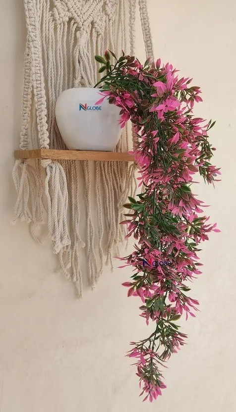 Nimkar's Hanging with Apple pot Artificial Plant  with Pot(50 cm, Pink, Green)