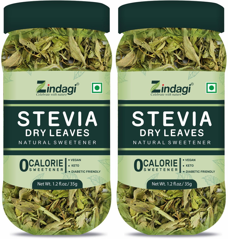 Zindagi Stevia Dry Leaves 35g|Natural & Zero Calorie Sweetener|100% Sugar-Free Sweetener(70 g, Pack of 2)