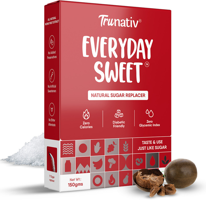 TruNativ Everyday Sweet Monkfruit Sweetener 1:1 Natural Sugar Replacer, Diabetic Friendly Sweetener(150 g)