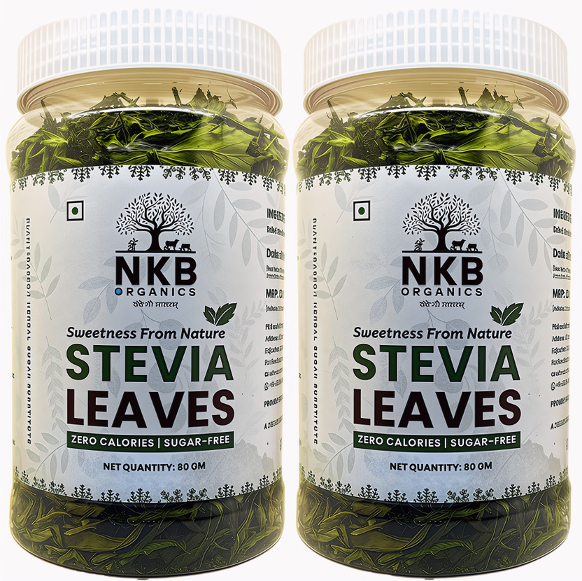 NKB ORGANICS Pure Organic Stevia Dry Leave, Green Stevia Leaf/Natural Stevia Leaf Sweetener(160 g, Pack of 2)
