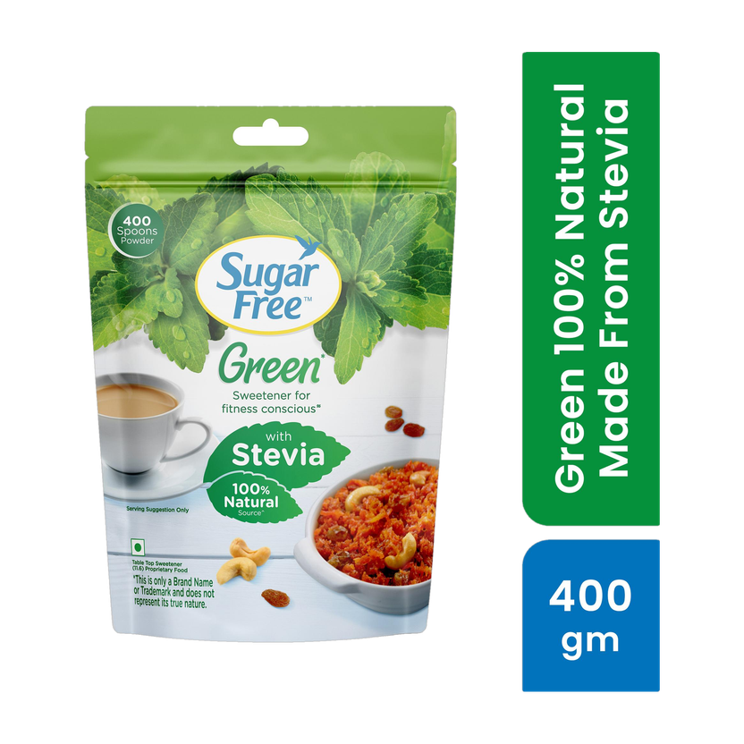 Sugar free Green Stevia, 400 g Pouch |Made from 100% Natural Meethi Tulsi (Stevia) leaves Sweetener(400 g)