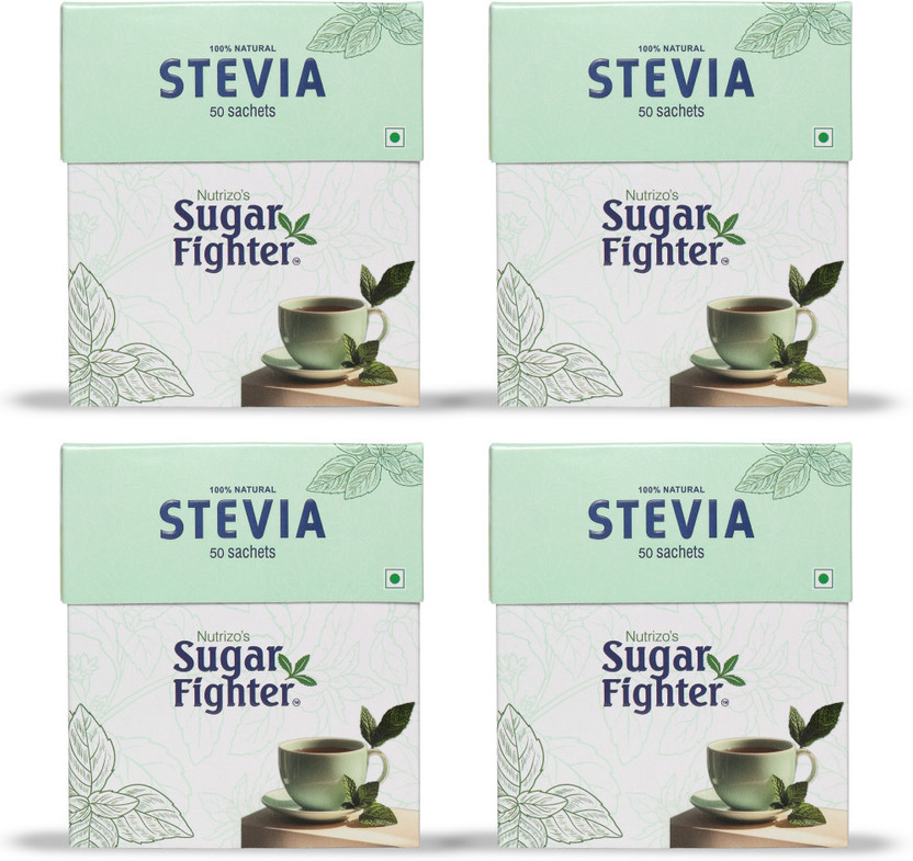 Nutrizo's Sugar Fighter Natural Sweetner Sugar Free Stevia 200 Sachets Sweetener(200 g, Pack of 4)