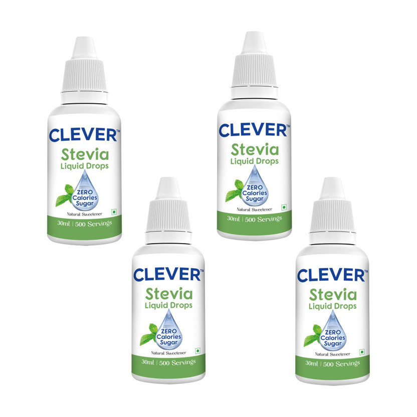 clever clever Stevia Liquid Drops Natural Zero Calories Zero Carbs Sugar Substitute Pack of 1 Sweetener(30 ml, Pack of 4) - Flipkart Deal