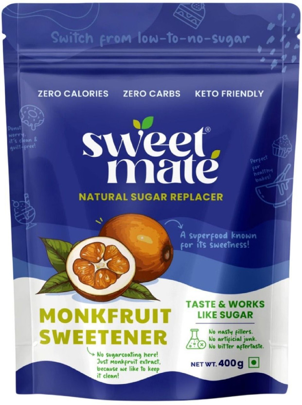 Sweetmate Monk Fruit | Zero Calorie, Keto & Diabetic-Friendly, Sugar Free Sweetener(400 g)