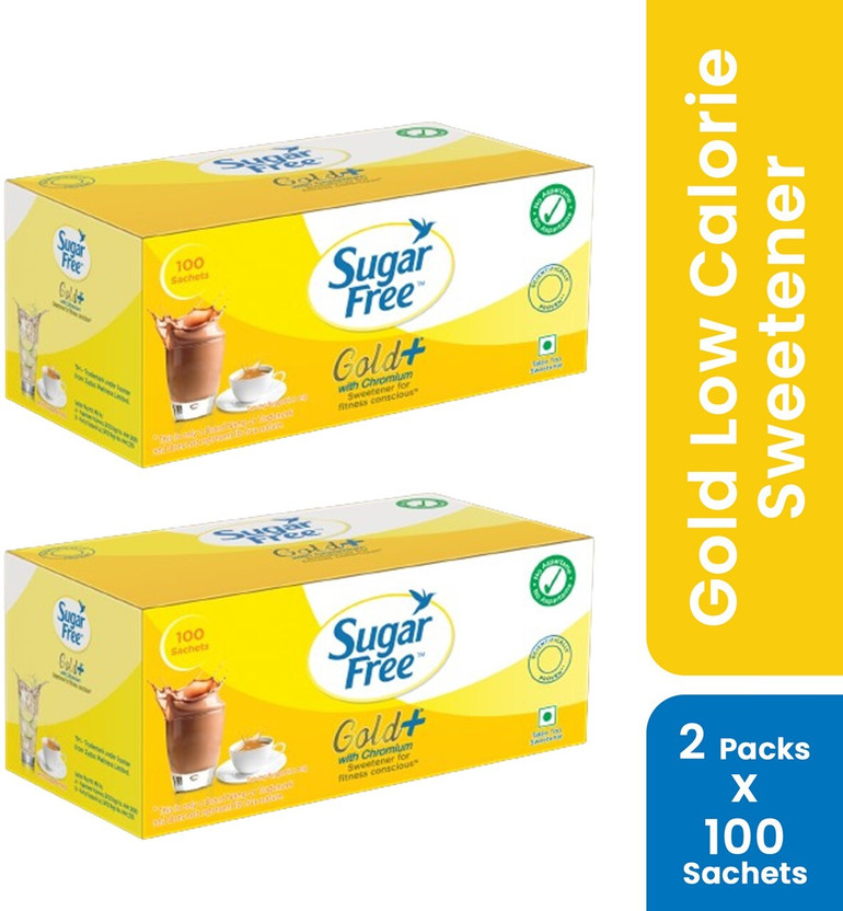 Sugar free Gold+, 100 Sachet each (Pack of 2) | India No.1 Sweetner| Sweet like Sugar Sweetener(100 Sachet, Pack of 2)