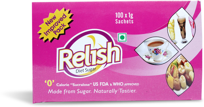 RELish Zero Calorie Diabetic Free Sugar Sachets | Diet Sugar Sweetener 100 Sachets Sweetener(100 g)