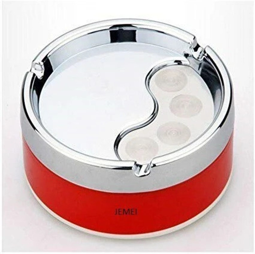 AFFODYL Trendy Spinning Lid With Non-Slip Stronger Base Ashtray (Pack of 1) Red Steel, Plastic Ashtray(Pack of 1)