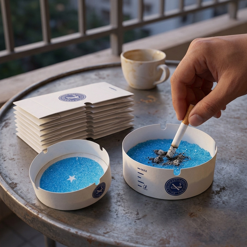 shree ganesh dropshipping 10 Pc Portable Gel Ashtray Cup | Smokeless Cigarette Ash Holder Set Blue, White Paper, Plastic Ashtray(Pack of 10)