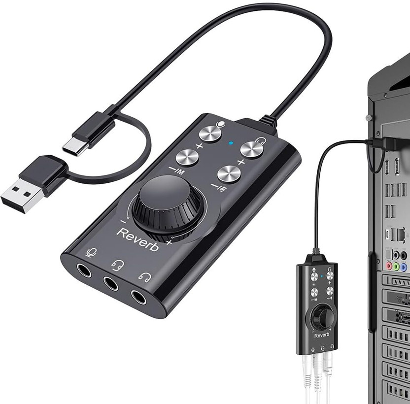Zorbes USB C External Sound Card Adapter Audio Interface