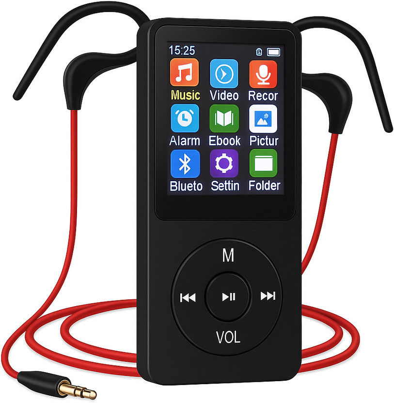 XZOR Compact Bluetooth MP3 Player with Speaker,Recorder, Shuffle, EQ & 128GB Support MP3 Player(Black, 1.8 Display)
