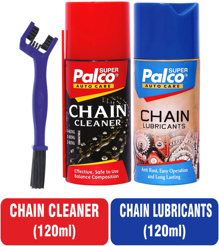 PL SUPER PALCO Auto Care 3 Products Set Chain Cleaner 120ml & Chain Lubricant 120ml with Brush Combo