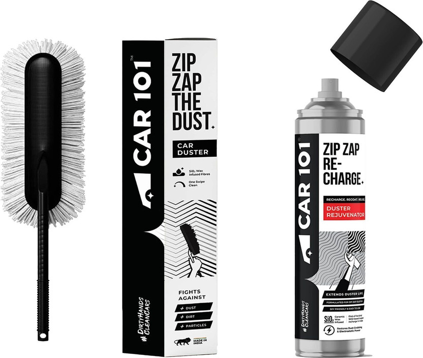 Car 101 1 Zip Zap Combo – Car Duster + Recharge Rejuvenator Spray | SiO₂ Wax Infused Combo