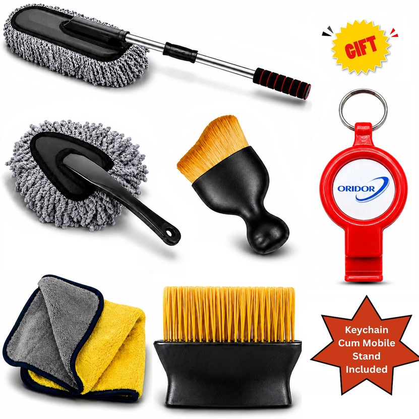 ORIDOR 1*Big Duster, 1*Small Duster, 1*Big Brush, 1*Small Brush, 1* Microfiber Towel Combo
