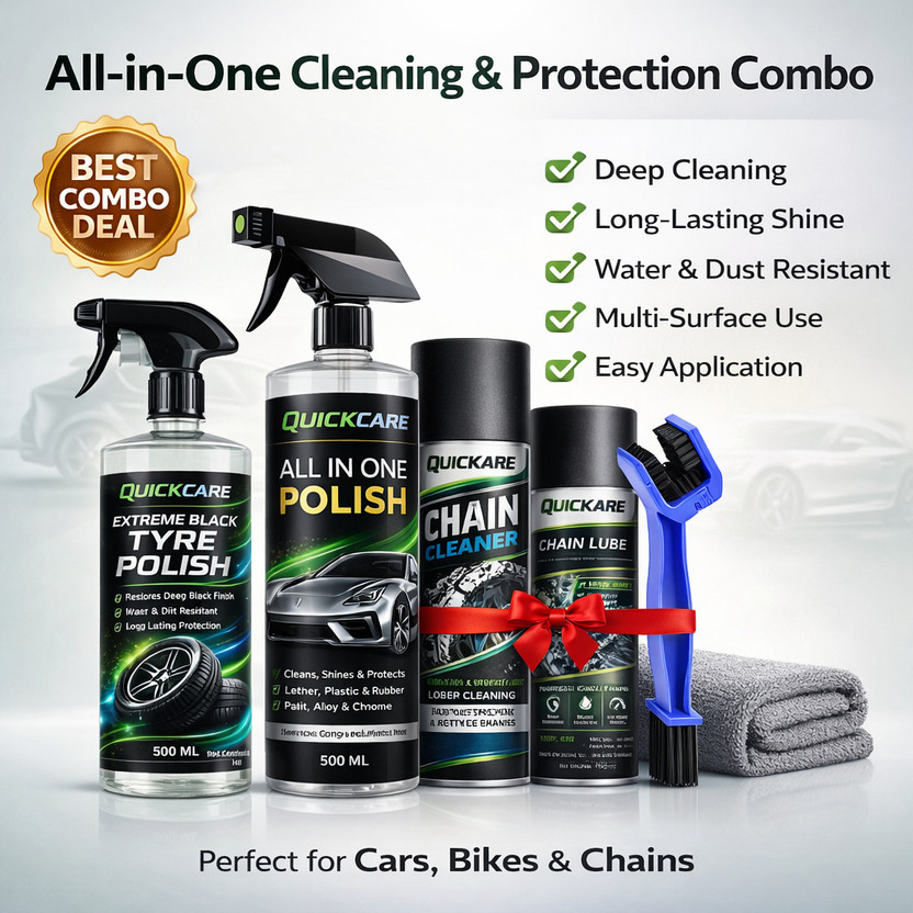 Quickare Multi Purpose Car Bike Cleaning Kit Polish Lube Combo Combo