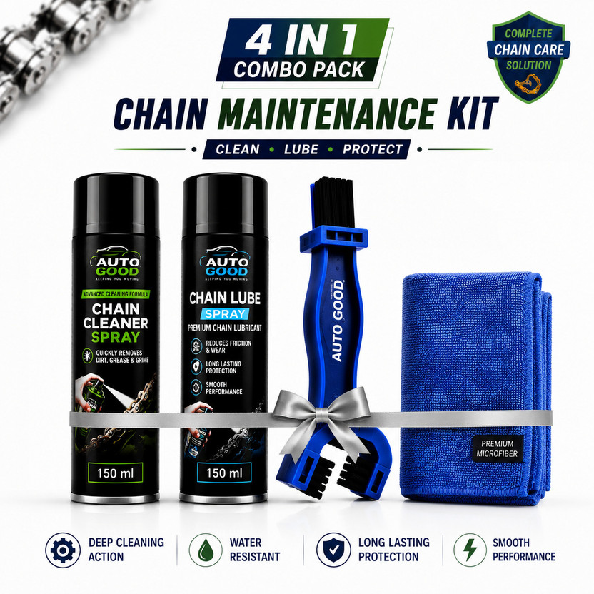 Auto good 1 4 in 1 Chain Maintenance Kit along with free cleaning tools, 300 ml Combo