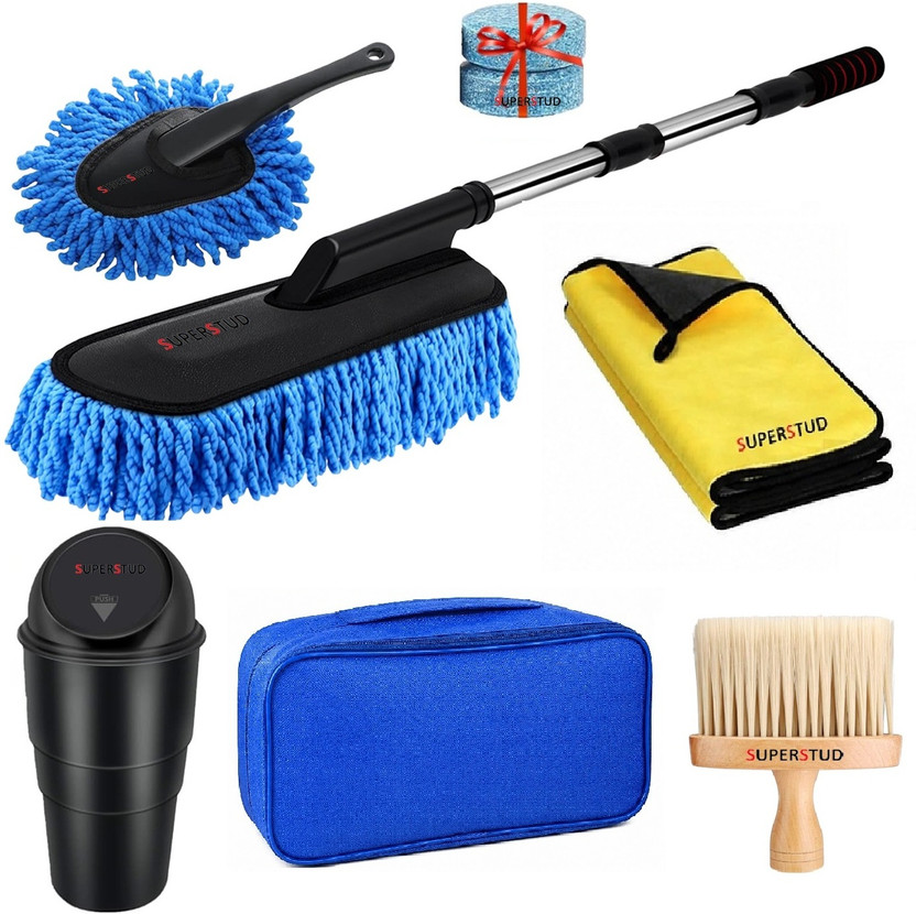 SUPERSTUD SUPERSTUD 6 Pcs Car Cleaning Kit Microfiber Brush, Vacuum, Dustbin, MicroCloth, Brush, AC Vent Brush Combo - Flipkart Deal