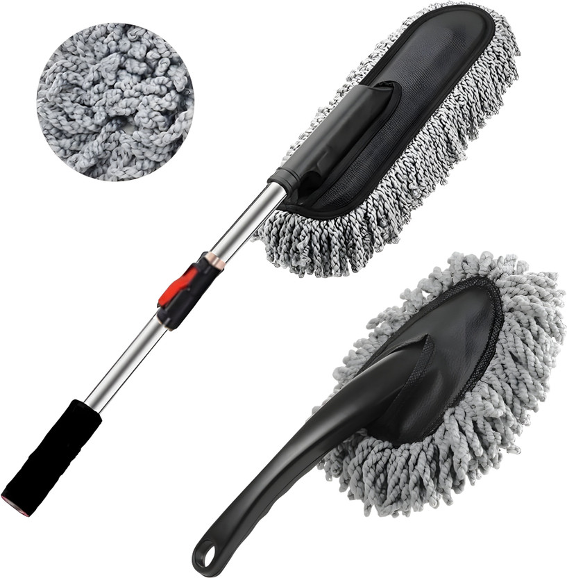 Bizbee 2Pcs Microfiber Car Cleaning Duster for Full Interior and Exterior Car Wash Kit Combo