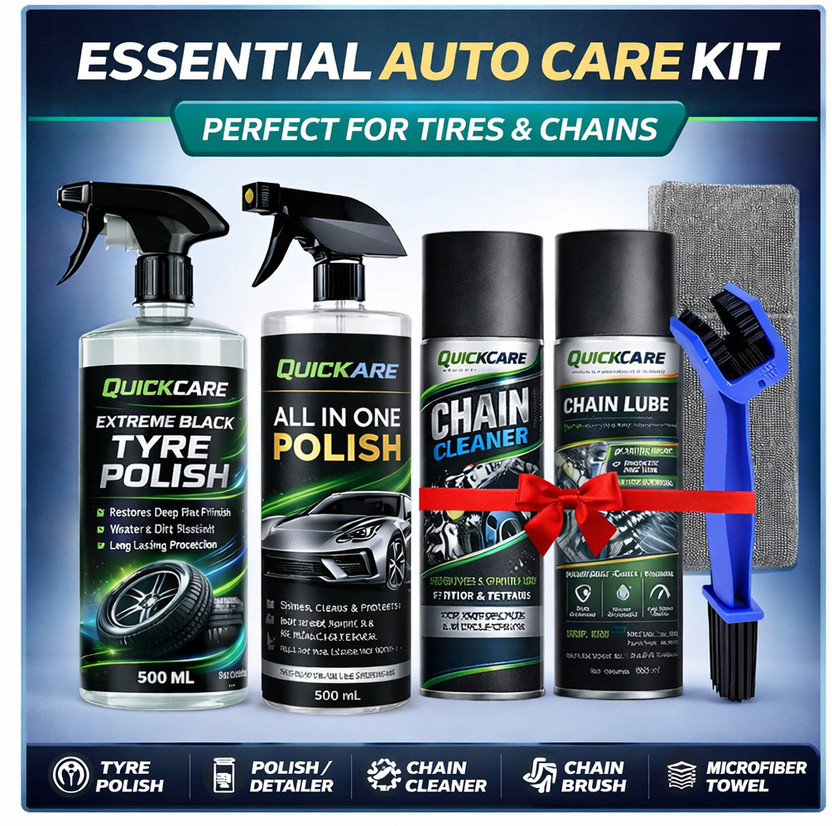 Quickare Complete Car Bike Detailing Kit Polish Lube Cleaner Protection Set Combo