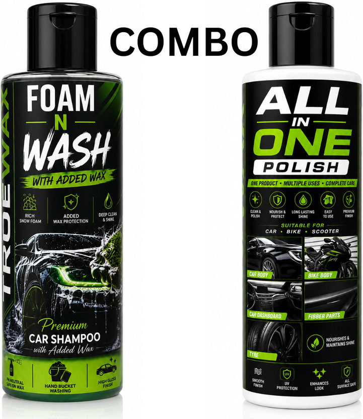 Truewax Truewax 1 x Car Shampoo Bottle 1 x All in One Polish Bottle, car and bike care combo Combo - Flipkart Deal