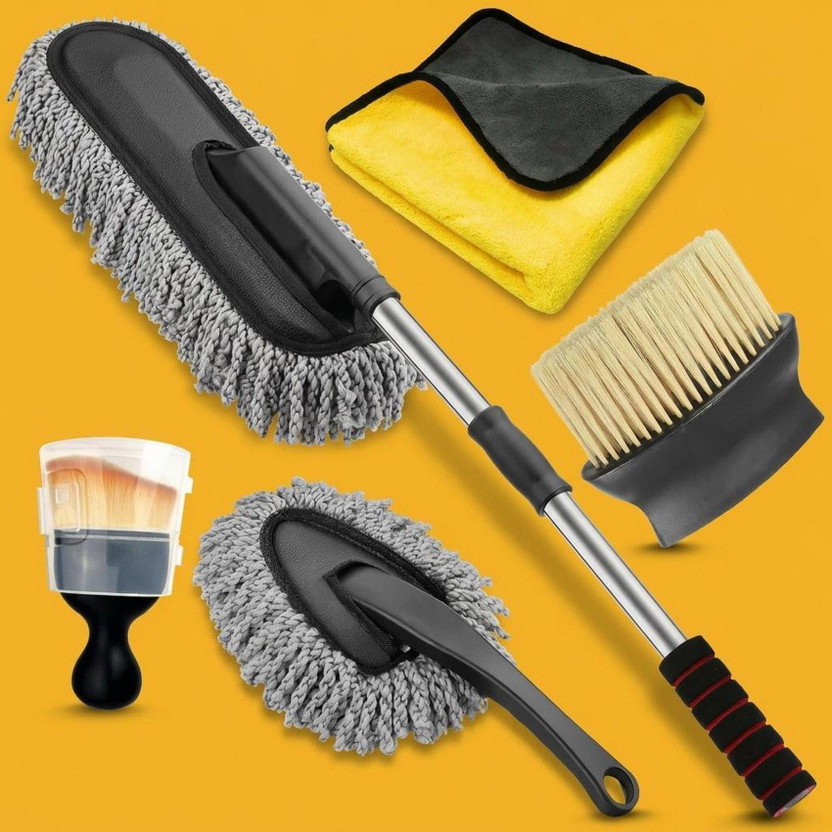 ORIDOR 5 in 1 combo-2 type of soft brush, Microfiber big & small duster, cloth-5 Pcs-R Combo