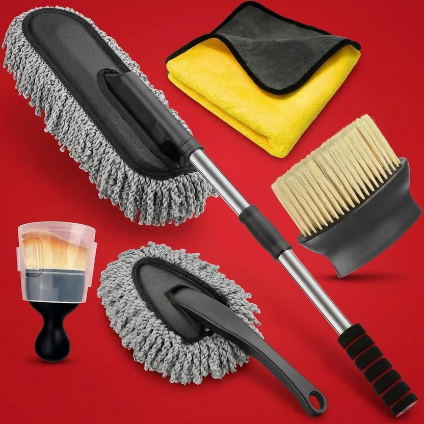 ORIDOR 5 in 1 combo-2 type of soft brush, Microfiber big & small duster, cloth-5 Pcs-V Combo