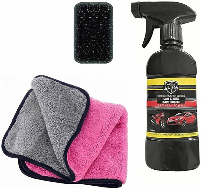 Ultra 1 Ultra Shine Pro Car & Bike Cleaning Kit (3-in-1 Premium Set) Combo