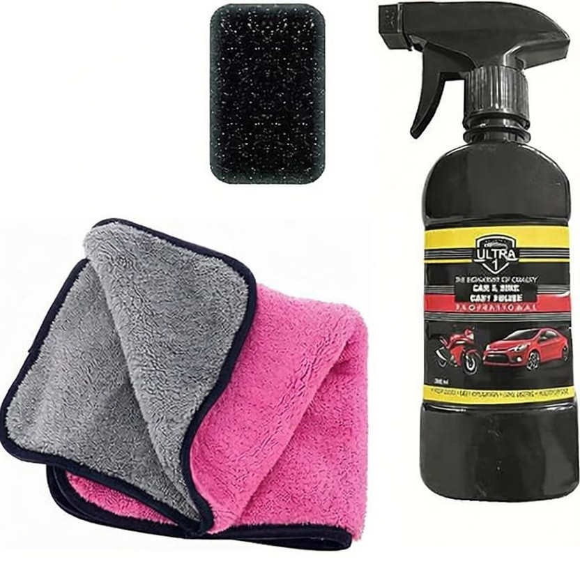 Ultra 1 Ultra Shine Pro Car & Bike Cleaning Kit (3-in-1 Premium Set) Combo
