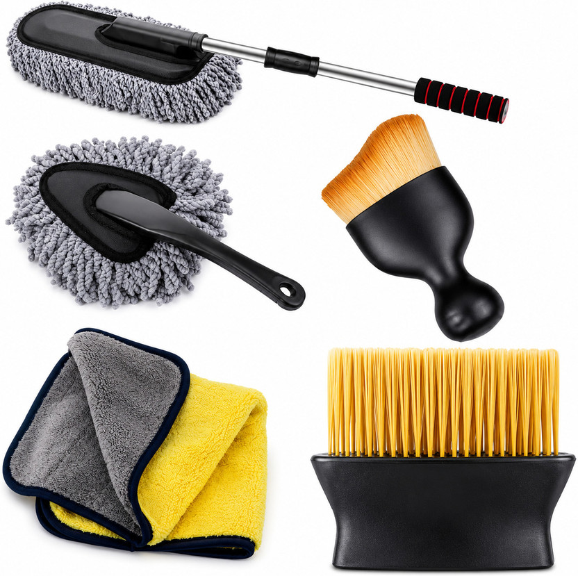 ORIDOR 1*Big Duster, 1*Small Duster, 1*Big Brush, 1*Small Brush, 1* Microfiber Towel Combo