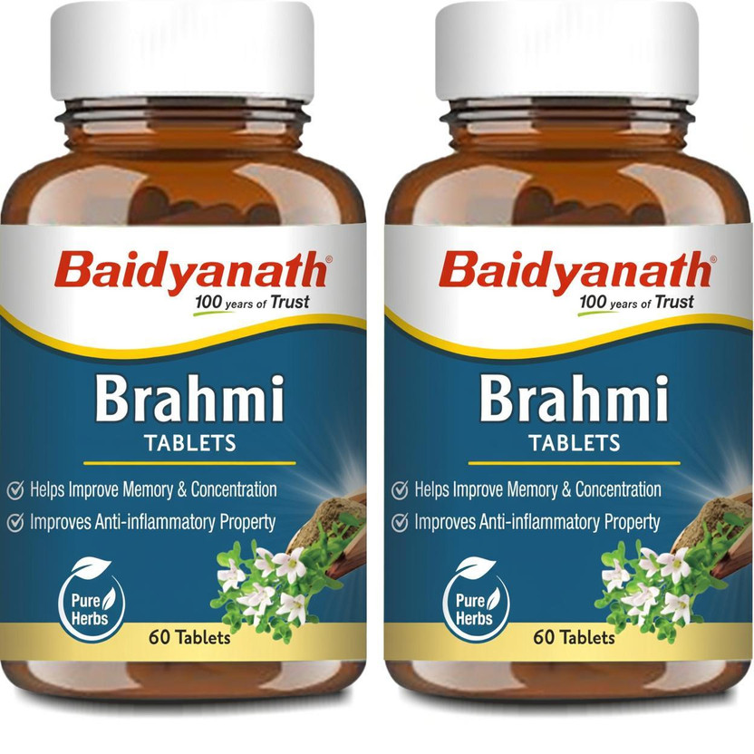 Baidyanath Baidyanath Brahmi Tablets | For Mind and Memory Wellness | Helps to handle life’s daily Stress and Anxiety | Rejuvenates Mind & Body |(Pack of 2, 60 Tablets, 60 Tablets) - Flipkart Deal