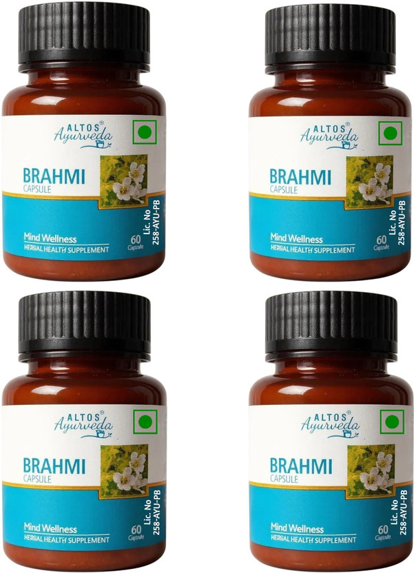 ALTOS Ayurveda Brahmi Capsules - for Mind Wellness, Memory Booster & Stress Relief(Pack of 4, 240 Capsules)