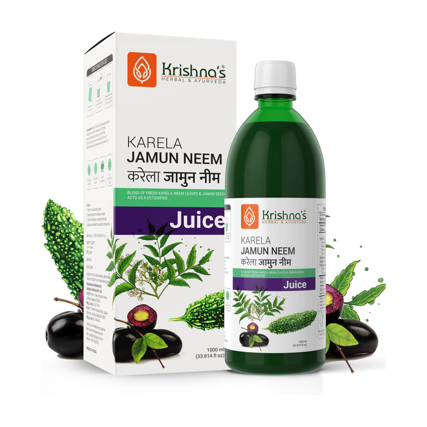 Krishna's Herbal & Ayurveda Karela, Jamun and Neem Mix Juice | Improves Digestion | Natural Blood Purifier(1 L)
