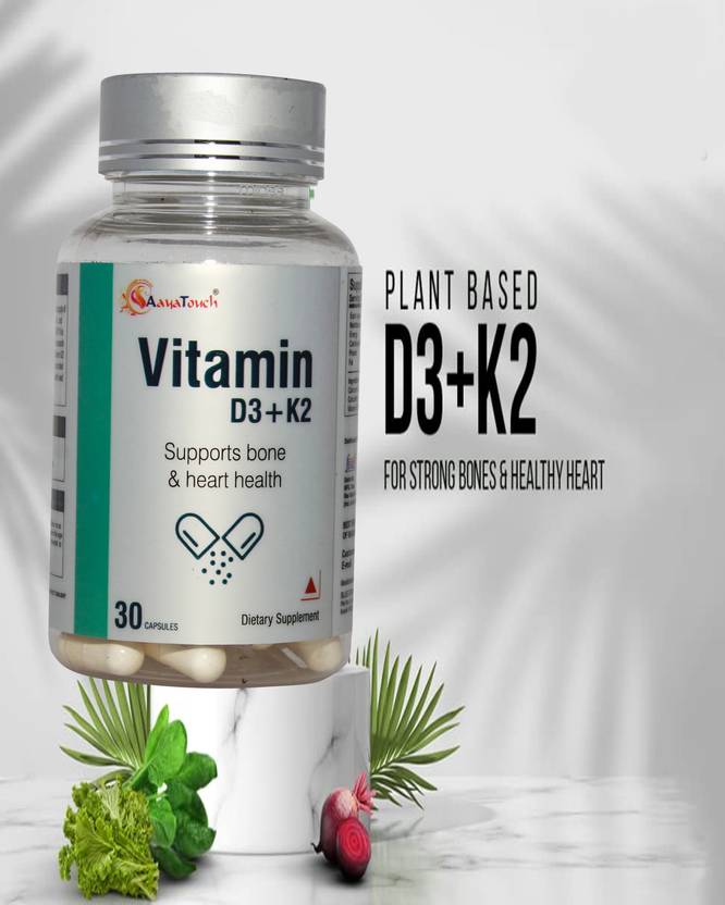 Aayatouch Vitamin D3 5000 IU & vitamin K2 as Mk7 supplement 30 Veg
